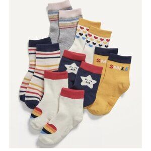 Old Navy Infant Unisex Crew Socks Size 12-24 Months 6 Pairs New